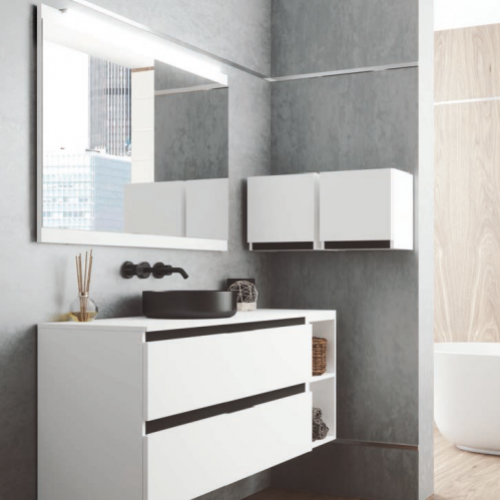 Mueble AQUA MODULAR 120 Blanco Mate / Barras Negro Mate