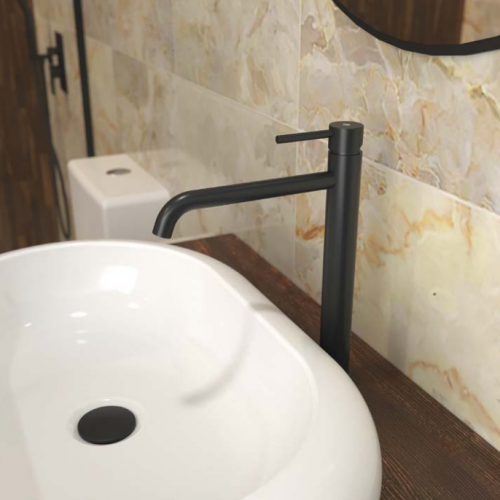 Grifo lavabo caño alto SIRIO NEGRO ambiente