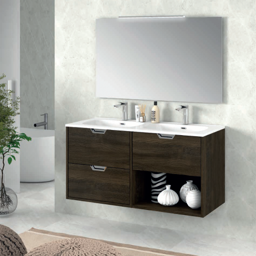 Mueble NATURA MODULAR "Tirador embutido cromo" 120 (60+60) Chocolate