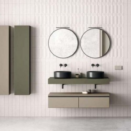 Mueble RÍO 120 (60+60) Topo mate / Encimera Oliva