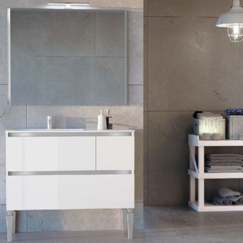 Mueble AQUA 100 Blanco / Barras Griss