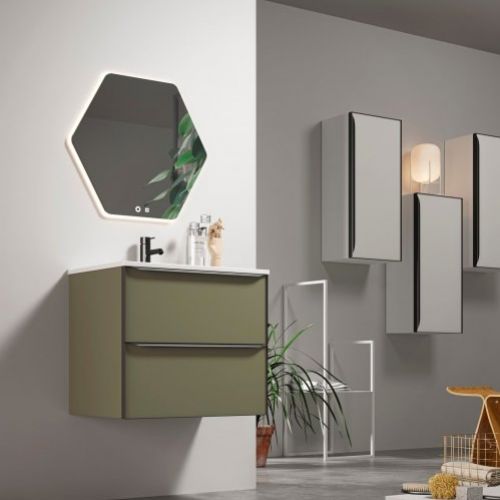 Mueble GLASS 60 Oliva / Perfil negro mate