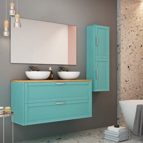 Mueble ARTIC 120 Verde Mar Mate / Tapa Roble Natural