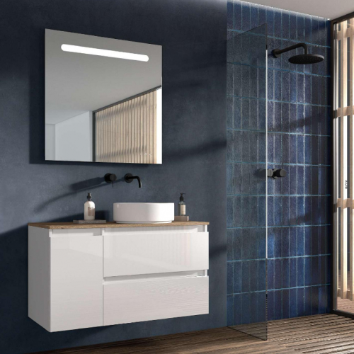 Mueble BOX MODULAR 100 (70+30) Nieve brillo