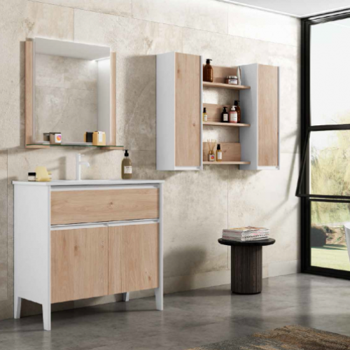 Mueble ALPES 90 Blanco Mate / Charlestón