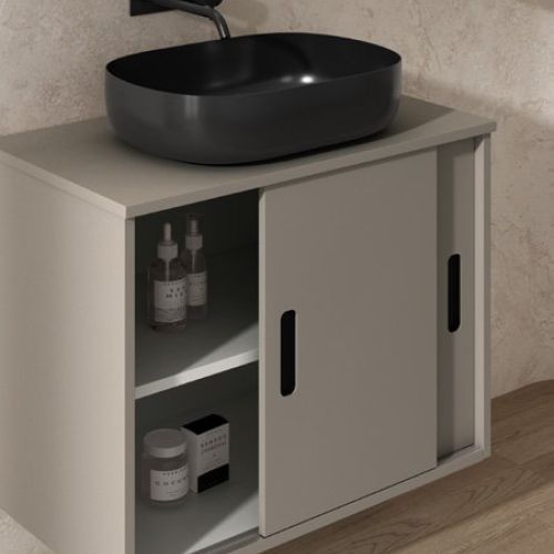 Mueble GAUDI 70 Tortora Mate / Uñeros Negro Mate