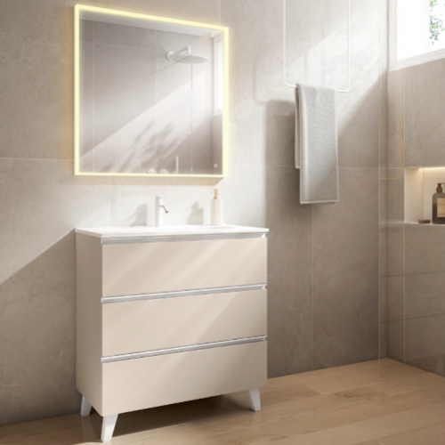 Mueble GRANADA 80 Cotton / Tirador y patas blanco