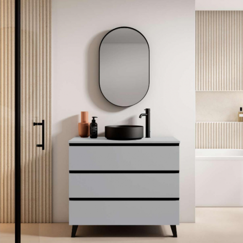 Mueble GRANADA 80 Griggio / Tirador y patas Negro