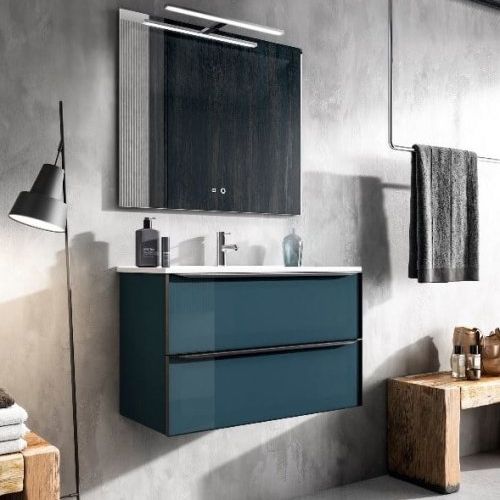 Mueble GLASS 80 Azul Indigo / Perfil negro mate