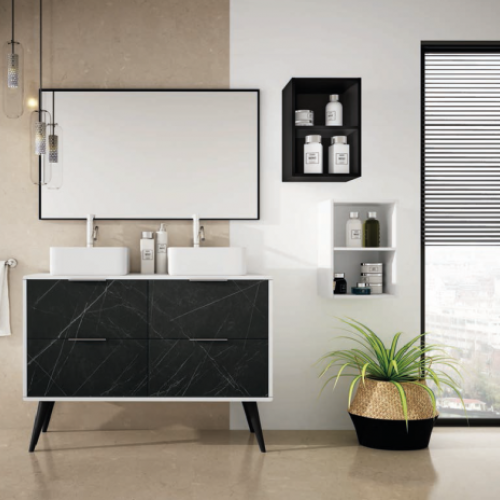 Mueble VINTASS 120 Blanco / Marmoleado Nero