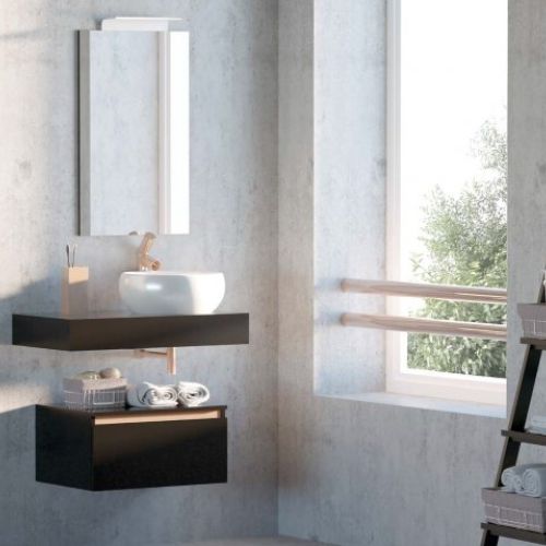 Mueble AQUA 80 Negro / Barra Cobre