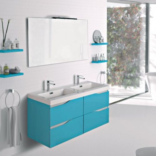 Mueble BERNA 120 (60+60) Azul turquesa / Barras Grisboro