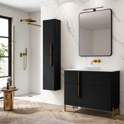 Mueble BLADE 100 Negro Mate (Tirador y patas Oro)