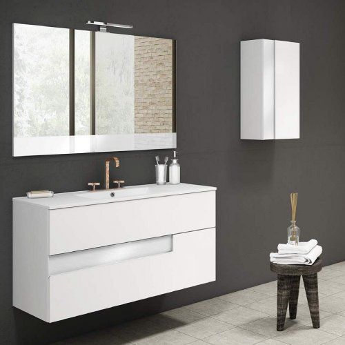Mueble VISION 120 Nieve brillo / Cristal Blanco