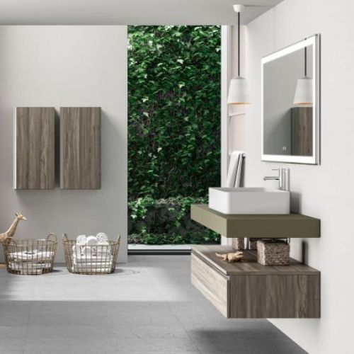 Mueble MALAGA 120 Wabi Olmo / Encimera Oliva
