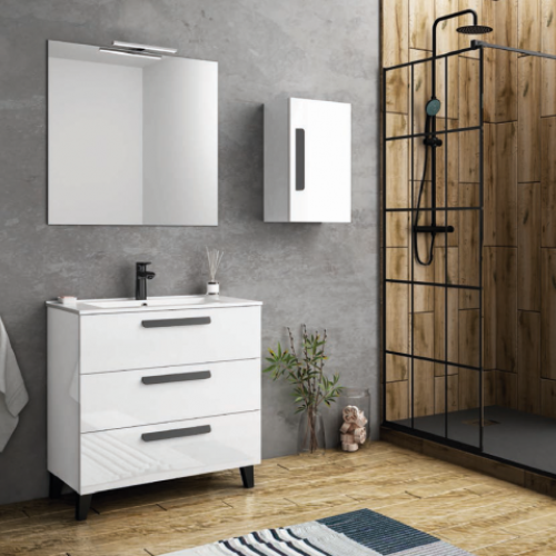 Mueble NATALIA 80 Blanco Mate / Tiradores Negro