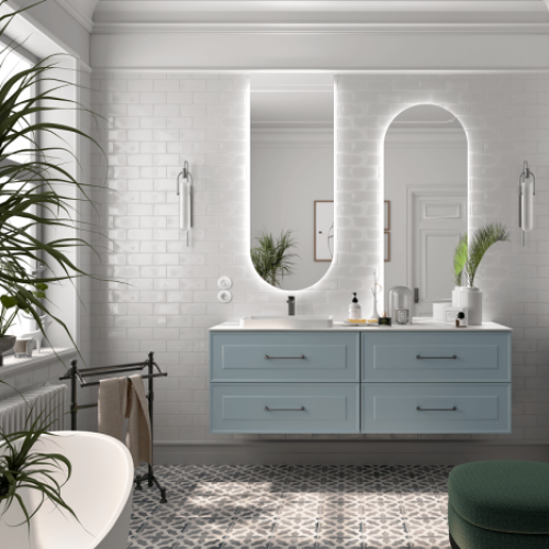 Mueble RENOIR 120 (60+60) Blue fog "Tirador Style. Acabado Black Matt"