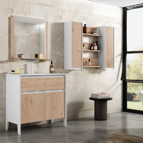 Mueble ALPES 90 Blanco Mate / Charlestón