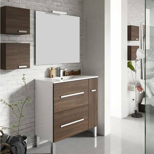 Mueble ELEMENT 80 Blanco brillo / Nogal pacífico (Tiradores cromo)