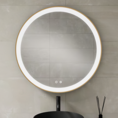 Espejo luz led redondo ALEXA retro dorado