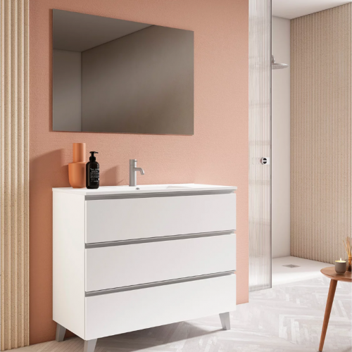 Mueble GRANADA 80 B Ada / Tirador y patas aluminio brillo