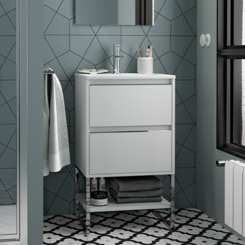 Mueble S40  Blanco "con patas cromo + balda"