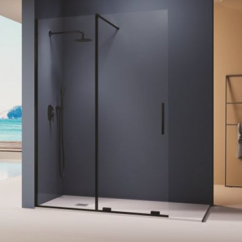 Panel fijo + corredera MOKA FREE "Con perfilería en negro"