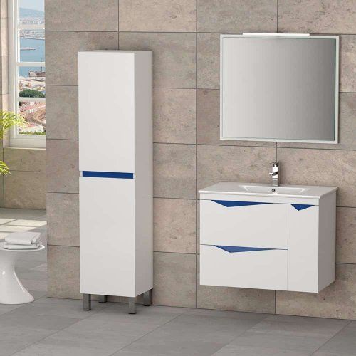 Mueble MISTRAL 80 Blanco Brillo / Azul