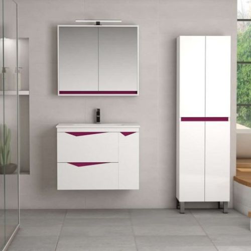 Mueble MISTRAL 80 Blanco Brillo / Berenjena