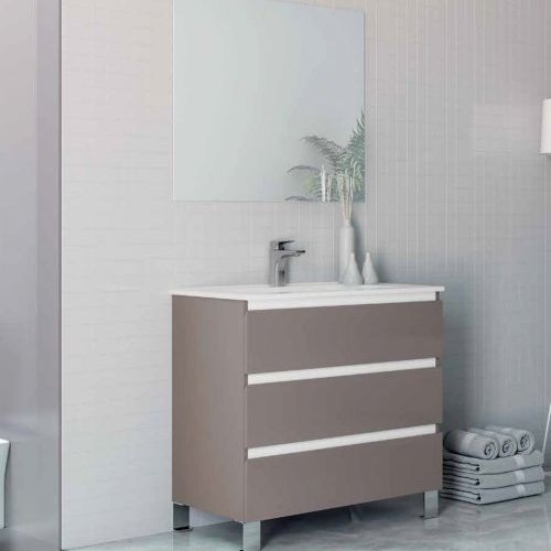 Mueble YAGO 80 Cementino / Barras Blanco