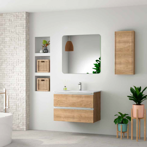 Mueble TURIN 80 Roble Natural / Tirador Negro