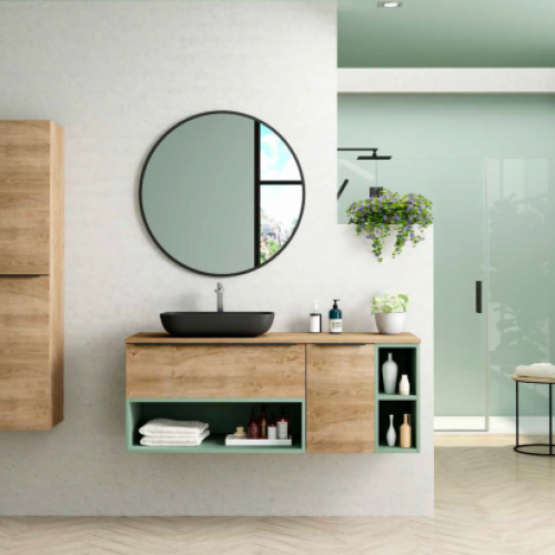 Mueble OSAKA MODULAR 130 Roble Natural / Verde Claro