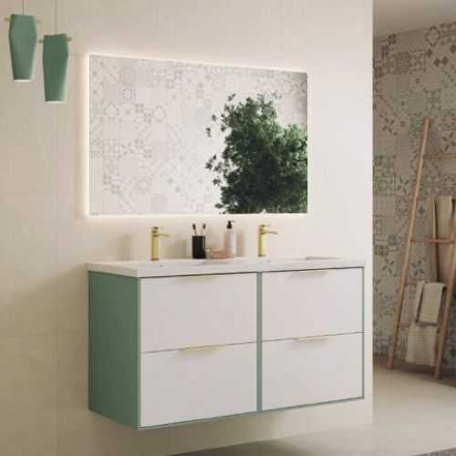 Mueble ALBORAN 120 (60+60) Savia Mate / Blanco Mate