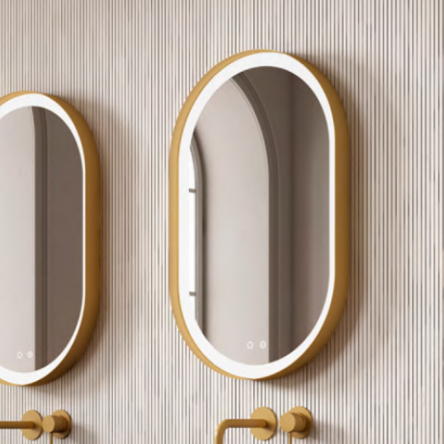 Espejo luz led LOIRA retro dorado