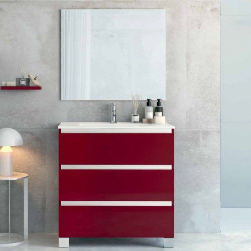 Mueble YAGO 90 Burdeos / Barras Blanco