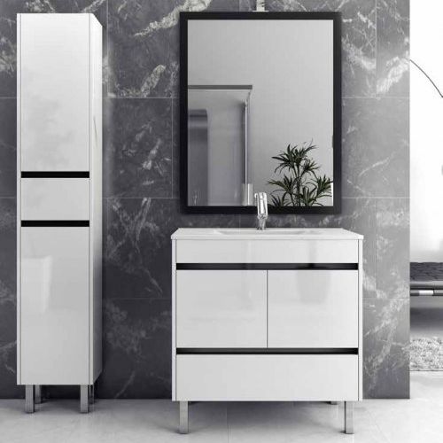 Mueble VOLGA 80 Blanco / Tiras Negras