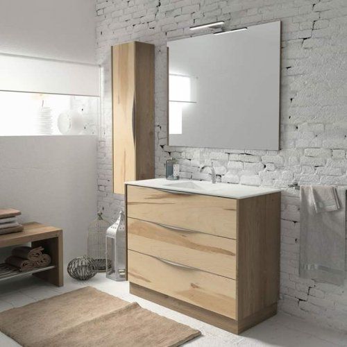 Mueble NATURA "Tirador pestaña" 90 Roble / Papaya