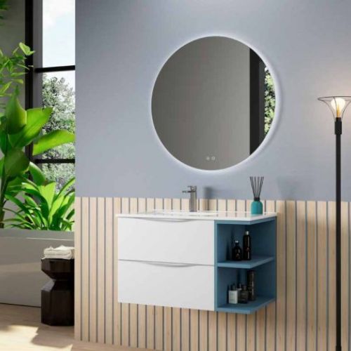 Mueble OSAKA MODULAR 80 Blanco Mate / Azul Claro