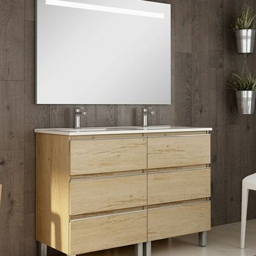 Mueble DUNDEE 120 (60+60) Bambú / Cromo