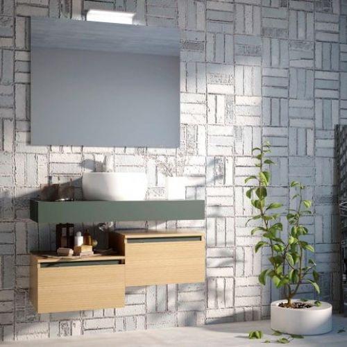 Mueble AQUA MODULAR 100 (50+50) Chapa roble / Verde pizarra