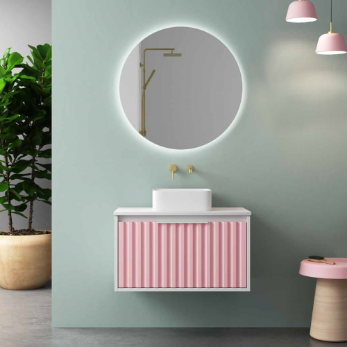 Mueble SAONA 60 Costado Blanco Brillo / Frontal Rosa Nube