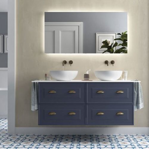 Mueble RENOIR 120 (60+60) Night Blue "Tirador Folk. Acabado Gold"