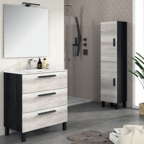 Mueble NATURA "Tirador negro" 80 Carbón / Arena