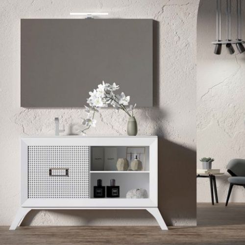 Mueble L GANT 120 Blanco / Frente patas de gallo grafito